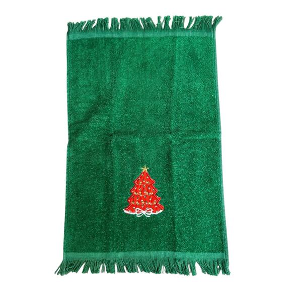 Vintage 3 Cannon Handtowels Tea Towel Christmas Embroidered Fringe Made in USA - Picture 4 of 8